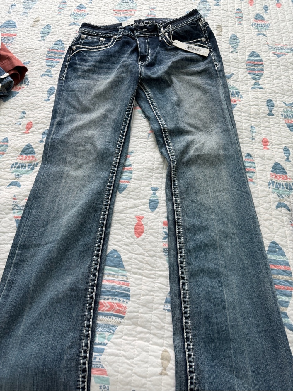 Grace Flare Jeans in Washed Denim Blue